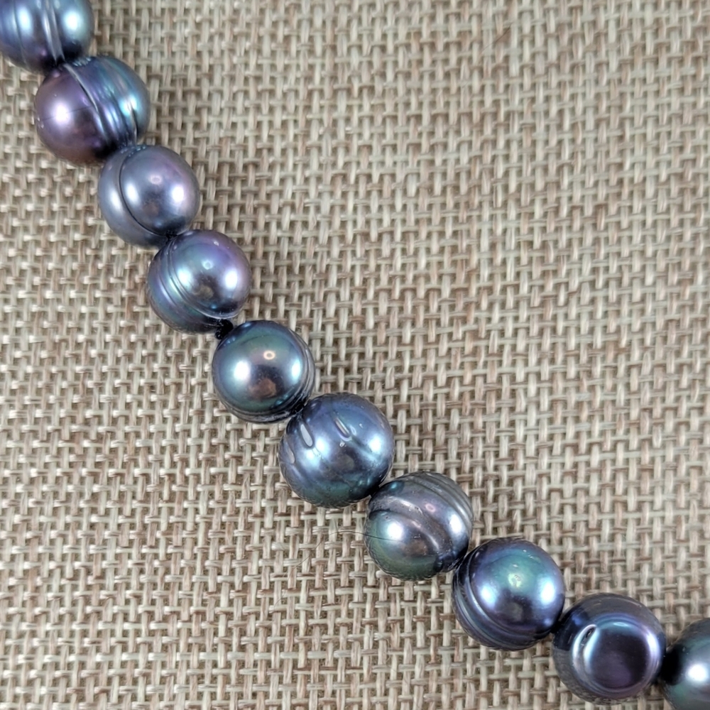 REAL 17" Black Pearl Necklace - Picture 3 of 8